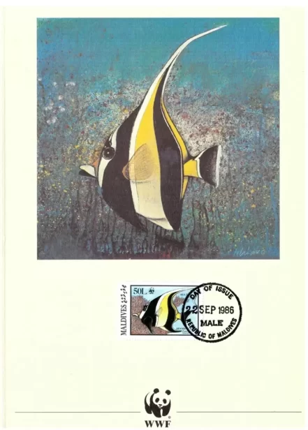 Maldives 1986 World Wildlife Fund / Marine Life fish FD Card