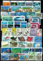 Ocean life / Fishes Worldwide lot 2 scans stamps