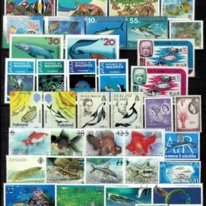 Ocean life / Fishes Worldwide lot 2 scans stamps