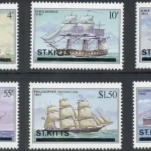 St Kitts 1980 Michel 33-38. Historical Sailing Ships / MNH