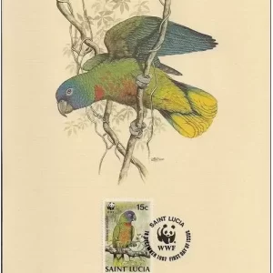 St. Lucia Parrots 1987 WWF Birds / Parrots FD Card stamps