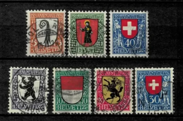 Switzerland 1923/24 Pro Juventute Coat of Arms Used postage stamps