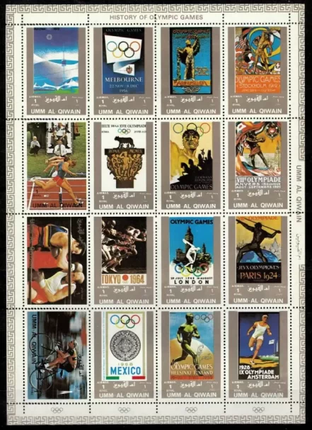 Umm al Qiwain 1972 History of Olympics postage stamps