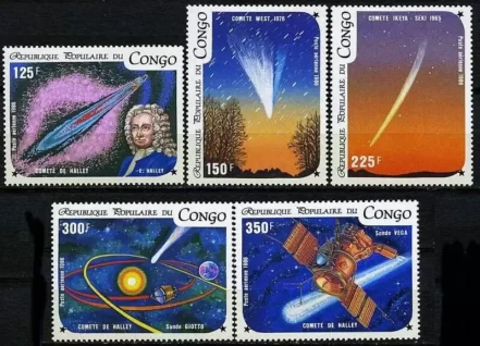 Congo 1986 stamps Space Halley´s Comet set MNH