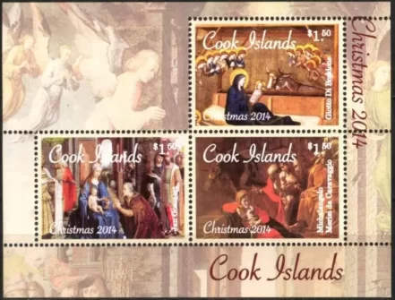 Cook islands year 2014 stamps Art Paintings Christmas