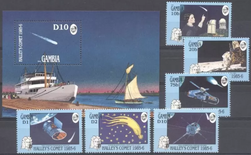 Gambia year 1986 stamps Space Halley´s Comet set
