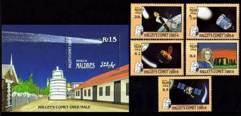 Maldives 1986 stamps Halley Comet full postage stamps set