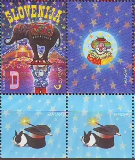 Slovenia 2002 postage stamps Europa CEPT – Circus / Elephant