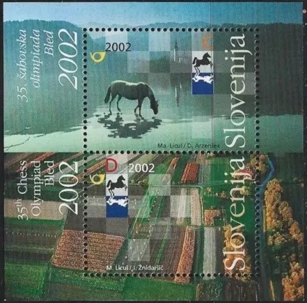 Slovenia 2002 Chess Olympiad - Game Field MSS stamps