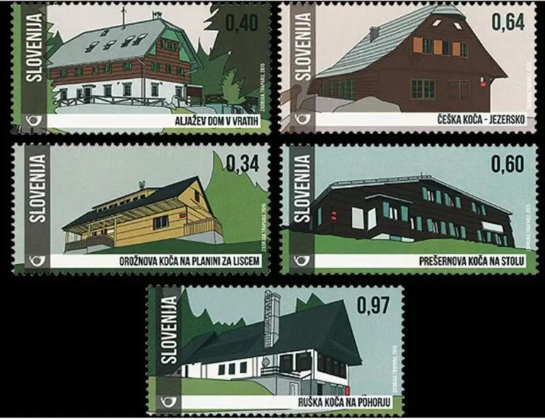 Slovenia year 2015 stamps Architecture - Mountain Huts