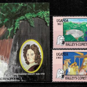 Uganda year 1986 stamps Space Halley´s Comet complete set ☀ MNH**