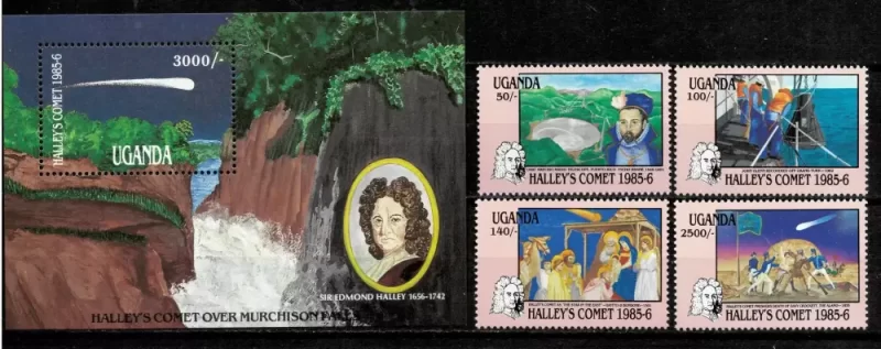 Uganda year 1986 stamps Space Halley´s Comet complete set