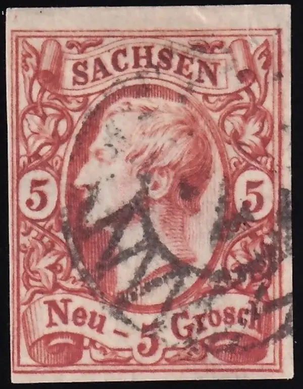German Sachsen year 1856 5 gr. - Used stamp