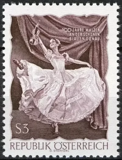 Austria year 1963 stamp - 100th Anniversary Blue Danube Waltz