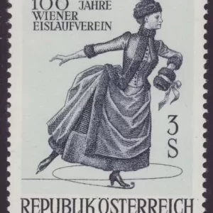 Austria year 1967 stamp - 100th Ann. of the Vienna Ice Skating club