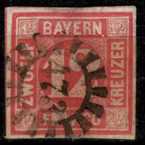 German Bavaria/Bayern year 1858 12 Kr. - Used stamp