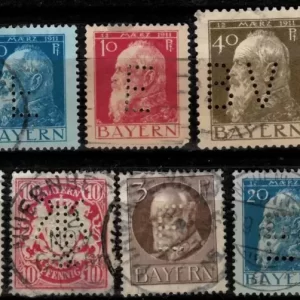 Bavaria / Bayern year 1880/1910 stamps Lot Perfin