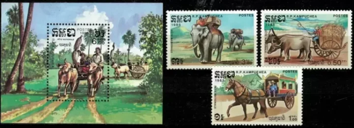 Cambodia year 1985 stamps Fauna / Animals,Transport MNH (**)