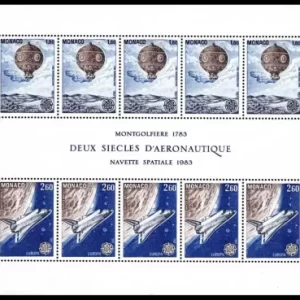 Monaco 1983 Montgolfier Balloon Space shuttle Europa postage stamps