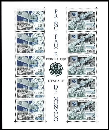 Monaco 1991 Europa “Europe in Space” Technology Science postage stamps