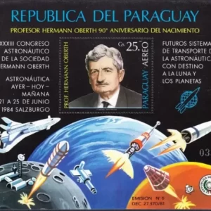 Paraguay 1984 1st Moon Landing Oberth. Space