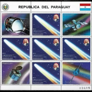 Paraguay year 1986 stamps Space Halley´s Comet set