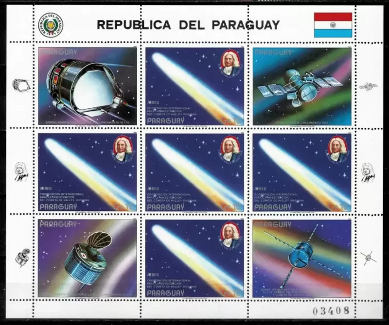 Paraguay year 1986 stamps Space Halley´s Comet set