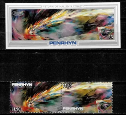 Penrhyn year 1986 stamps Space Halley´s Comet full set MNH