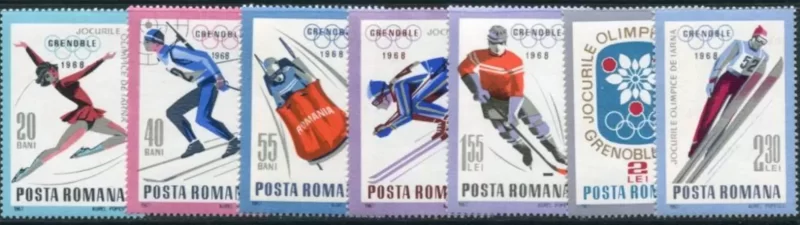 Romania year 1968 stamps Grenoble Winter Olympics Mint never hinged