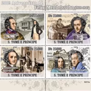 Sao Tome Principe 2009 Music / Composer – Felix Mendelssohn MNH postage stamps