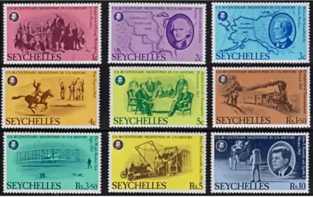 Seychelles year 1976 stamps American Revolution Set MNH