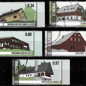 Slovenia year 2015 stamps ☀ Architecture - Mountain Huts ☀ Used set