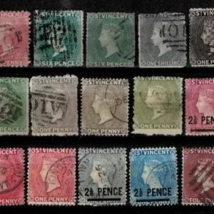 British St. Vincent postage stamps 1861 - 1894