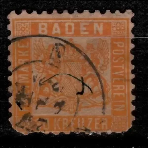 Baden year 1862 30 Kr. - Coat of Arms / Used stamp