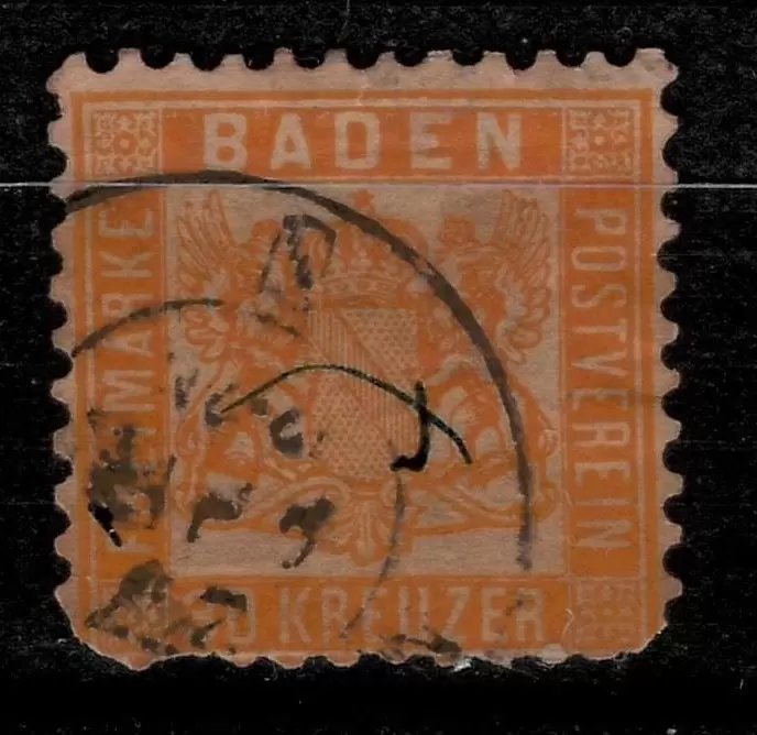 Baden year 1862 30 Kr. - Coat of Arms / Used stamp