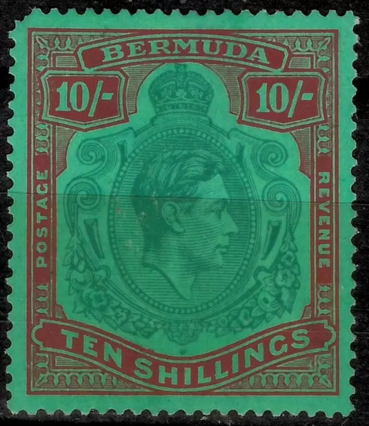 Bermuda 1938 10 Shilling stamp