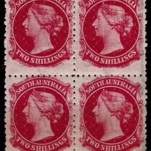 South Australia 1876 year 2 Shillings postage stamps