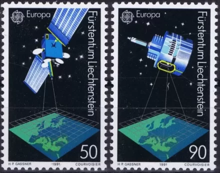 Liechtenstein space year 1991 - Europa Cept stamps Space exploration