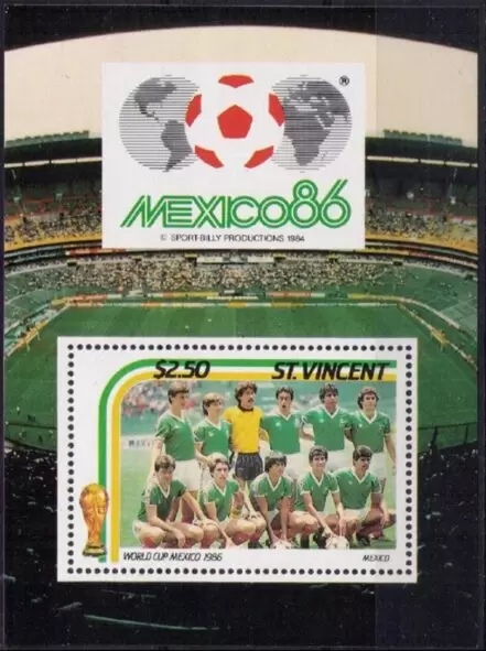 St. Vincent year 1986 2.5 $ Football World Cup Mexico