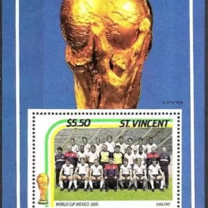 St. Vincent year 1986 5.5$ Football World Cup Mexico - England team MNH**