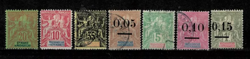 France Madagascar postage stamps year 1889 -1902