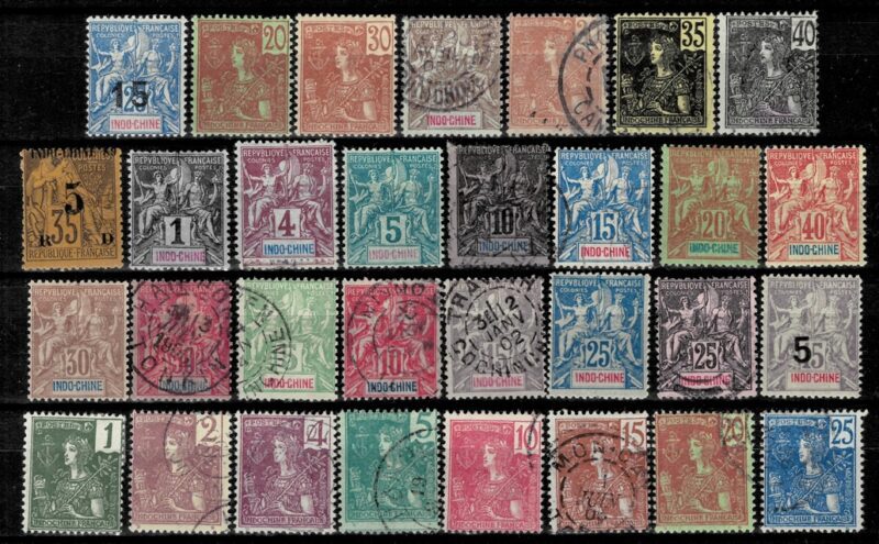 France Indochina year 1889/1910 Used/MH lot of stamps