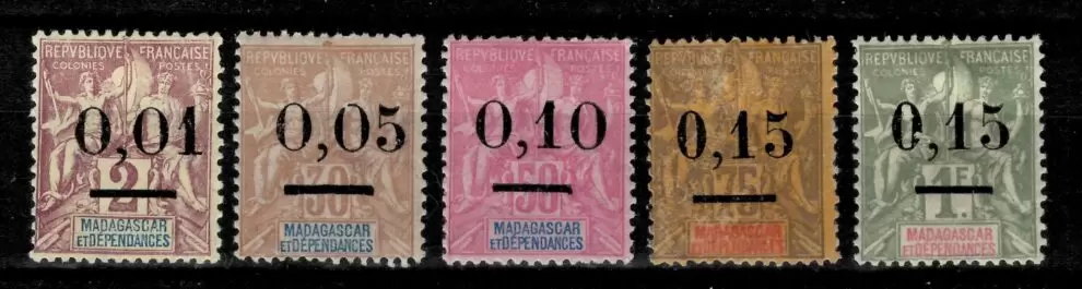 France Madagascar year 1902 Complete set - MH stamps