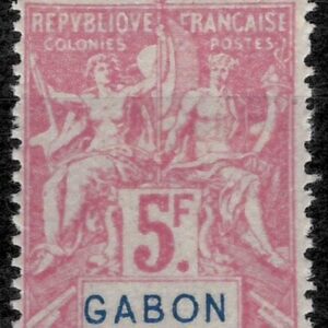 French Gabon year 1904/07 - 5 Fr. MH stamp