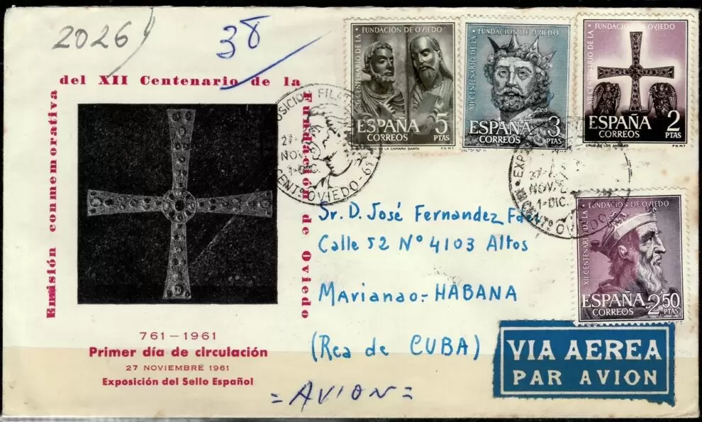 Spain 1961 Registered traveled First day cover to Havana - Cuba