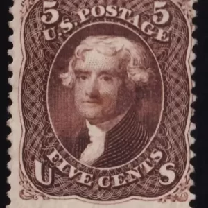 Us 1862 / 5 cent Jefferson Scott 75 brown / VF Unused stamp CV $2100