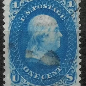 US Stamp year 1861 - Benjamin Franklin 1¢ Dark blue stamp