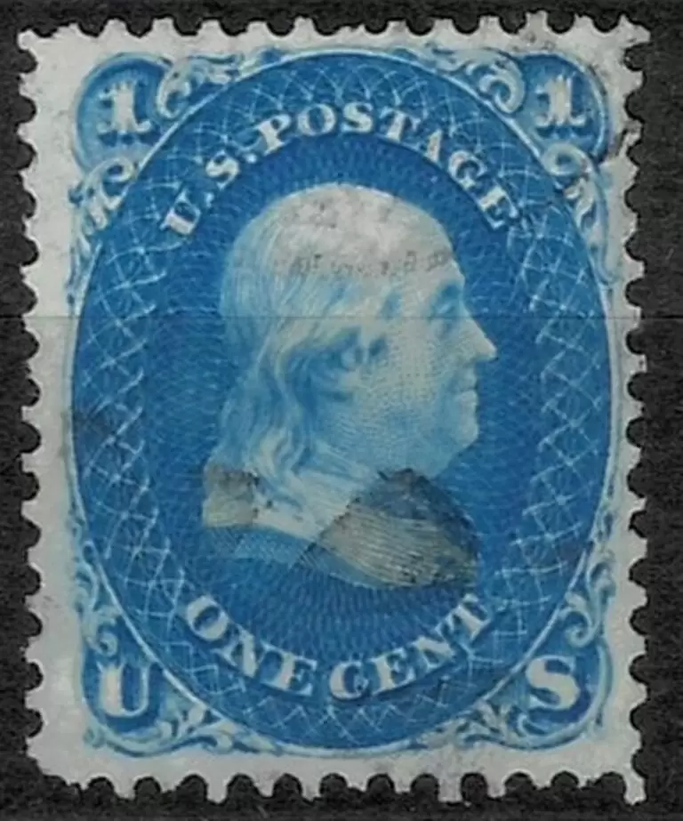 US Stamp year 1861 - Benjamin Franklin 1¢ Dark blue stamp