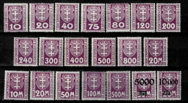 Germany / Danzig year 1921 / 1923 Porto stamps lot