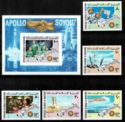 Mauritania year 1975 Space Apollo stamps -Soyuz set MNH